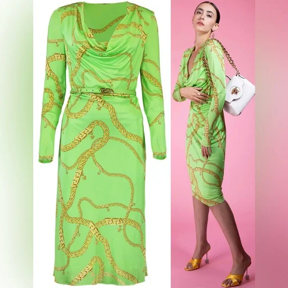 ヴェルサーチェ Versace Cocktail Dress Versace Cutout One-Shoulder Piquet Stretch Cocktail Dress